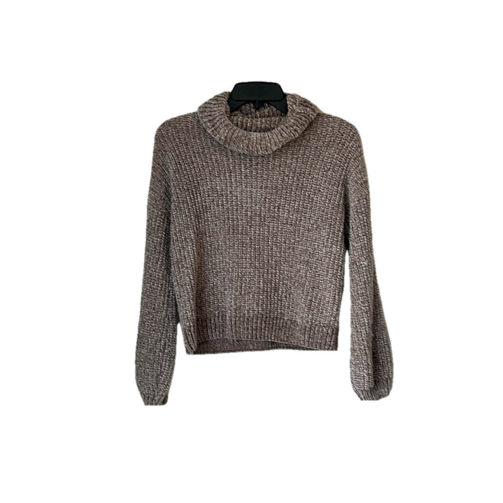 Ribbed Knitted Cowl Neck Sweater Women's Extra Small